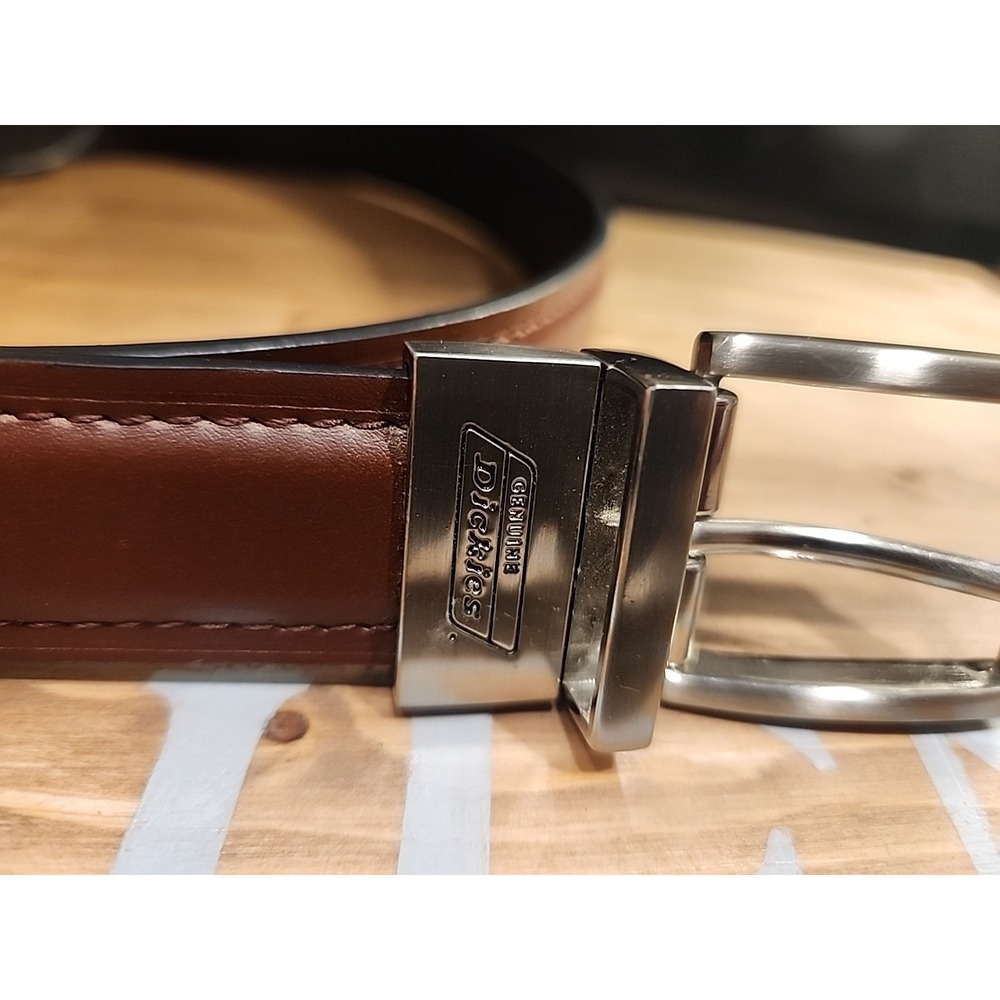 Dickies Men's Bonded Leather Size Large (30-32)‎ Jean Belt Brown-Black